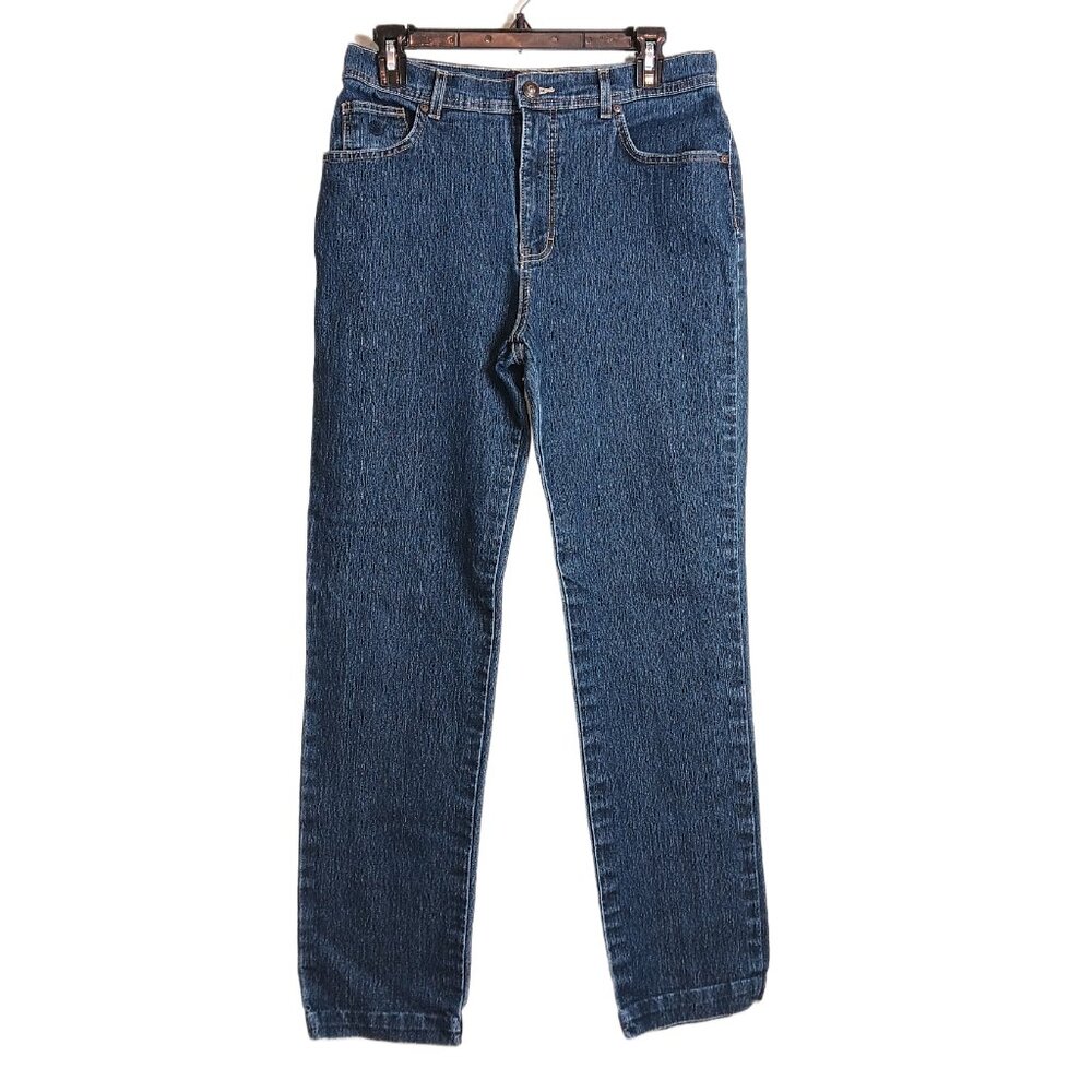 Gloria Vanderbilt Amanda Straight Jeans Womens 10 Dark Wash High Rise Stretch